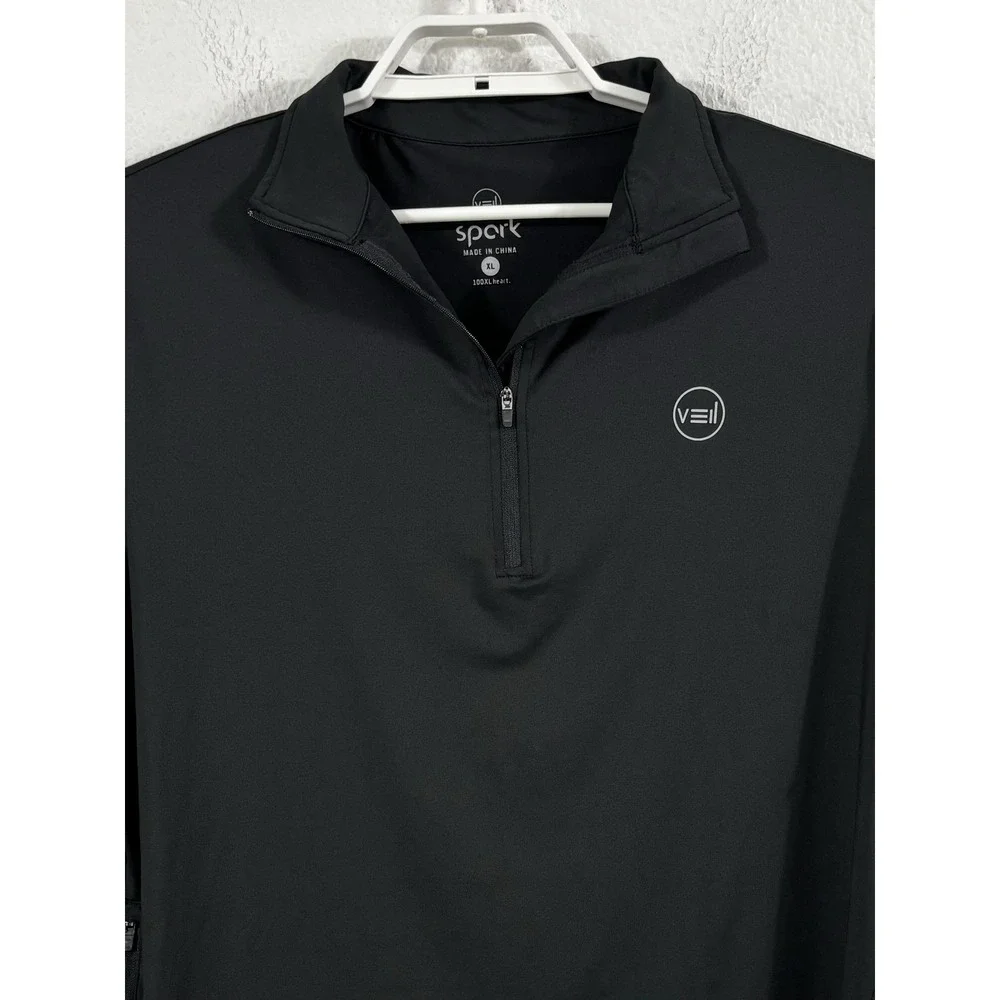 Veil Pullover Mens XL Black Spark‎ Quarter Zip Performance Athletic Top Stretch